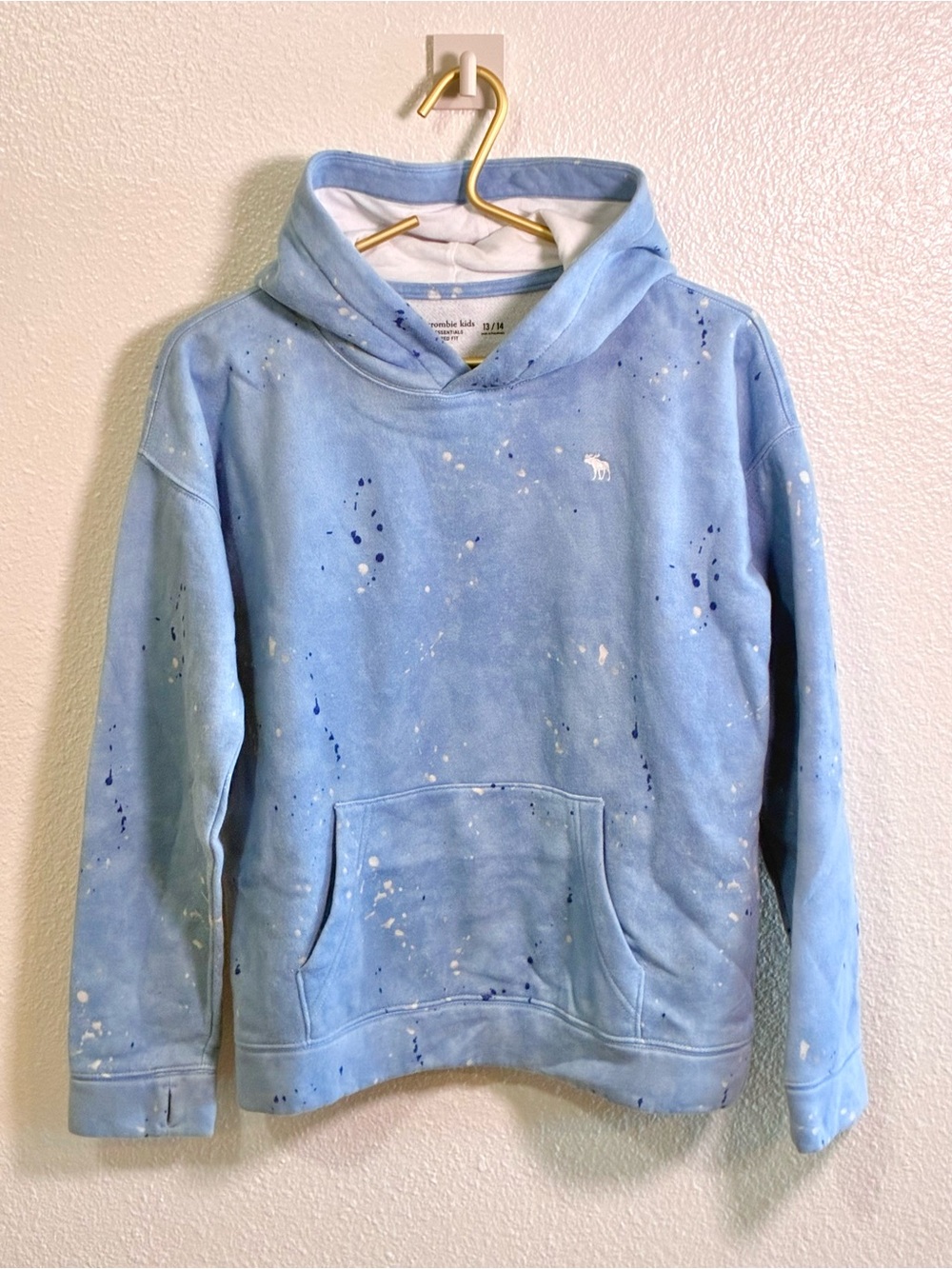 Abercrombie Kids Paint Splatter Hoodie Blue Size 13/14